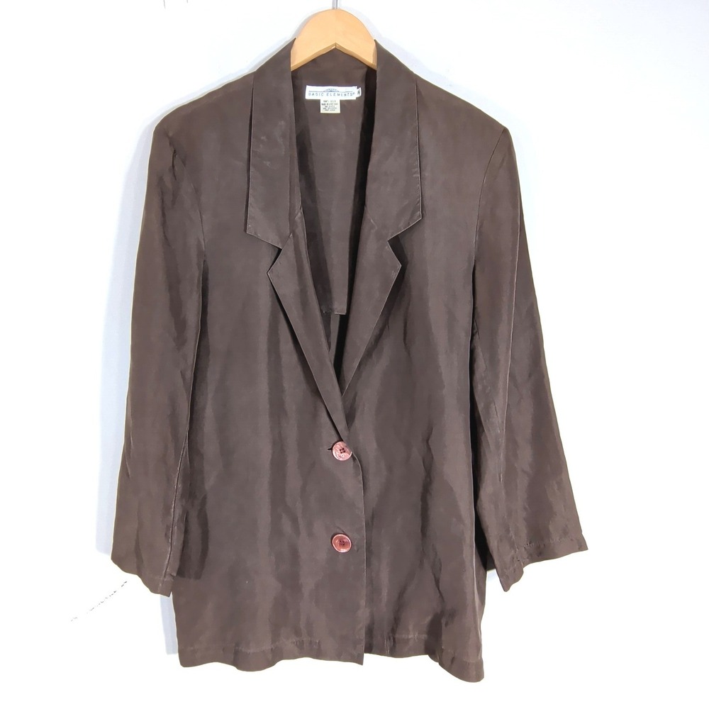 Vintage Silk Blazer; Lightweight Two-Button Notch Lapel